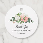 Blush Pink White Floral Weddenschap Bedankt Bedankjes Labels (Voorkant)