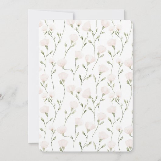 Blush Pink White Floral Wedding Kaart (Achterkant)