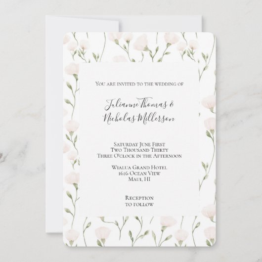 Blush Pink White Floral Wedding Kaart (Voorkant)