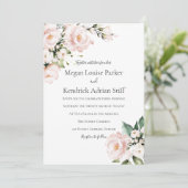 Blush Pink & White Floral Wedding Kaart (Staand voorkant)