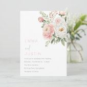Blush Pink & White Floral Wedding Kaart (Staand voorkant)