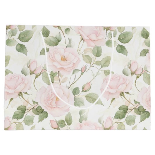 Blush Pink White Flowers Vrijgezellenfeest Groot Cadeauzakje (Achterkant)