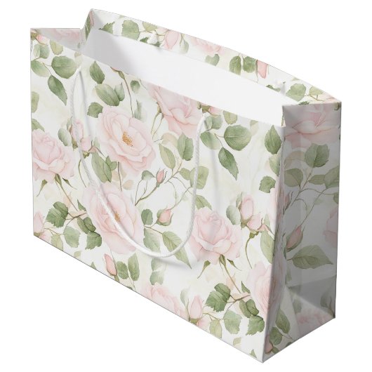 Blush Pink White Flowers Vrijgezellenfeest Groot Cadeauzakje (Achterkant Gekanteld)