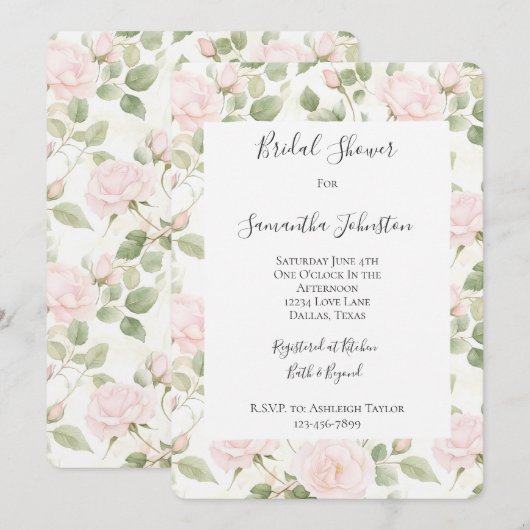 Blush Pink White Flowers Vrijgezellenfeest Kaart (Voorkant / Achterkant)