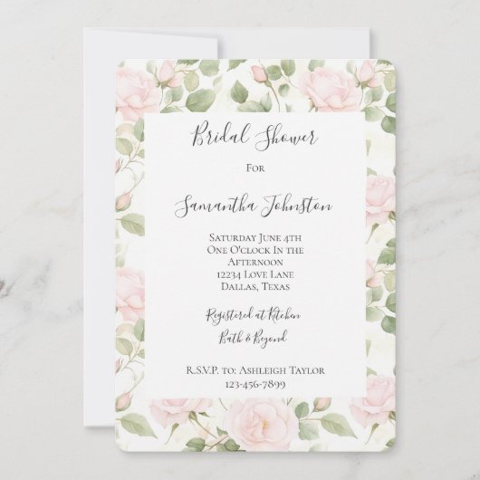 Blush Pink White Flowers Vrijgezellenfeest Kaart (Voorkant)