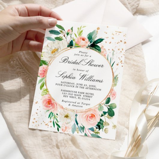 Blush Pink & White Flowers Vrijgezellenfeest Kaart