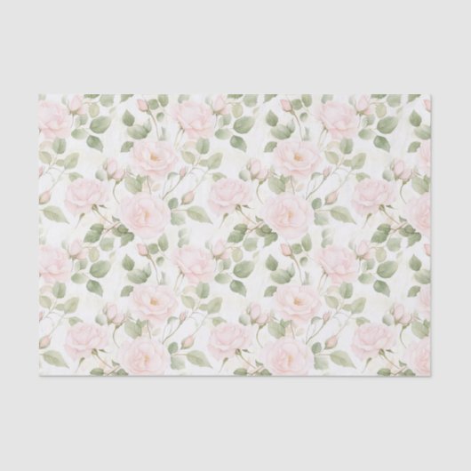 Blush Pink White Flowers Vrijgezellenfeest Tissuepapier (Voorkant)