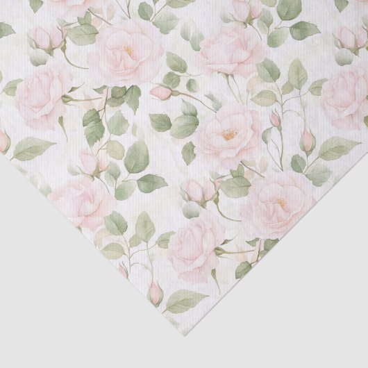 Blush Pink White Flowers Vrijgezellenfeest Tissuepapier (Detail)