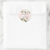 Blush Pink & White Flowers Waterverf Weddenschap Ronde Sticker (Tas)
