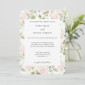 Blush Pink White Flowers Wedding Kaart (Staand voorkant)