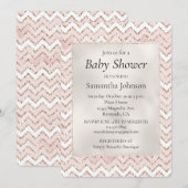 Blush Pink White Glam Glitter Zig Zag Baby shower Kaart (Voorkant / Achterkant)