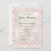 Blush Pink White Glam Glitter Zig Zag Baby shower Kaart (Voorkant)