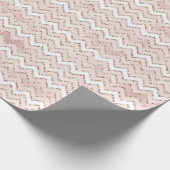 Blush Pink White Glam Glitter Zig Zag Cadeaupapier (Hoek)