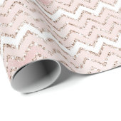 Blush Pink White Glam Glitter Zig Zag Cadeaupapier (Rol Hoek)