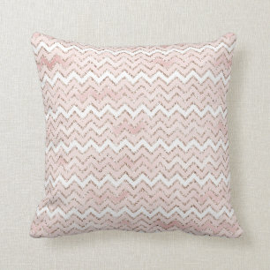 Blush Pink White Glam Glitter Zig Zag      Kussen