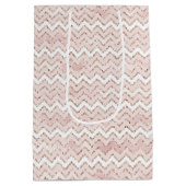 Blush Pink White Glam Glitter Zig Zag Medium Cadeauzakje (Achterkant)