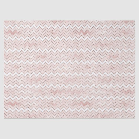 Blush Pink White Glam Glitter Zig Zag Tissuepapier (Voorkant)