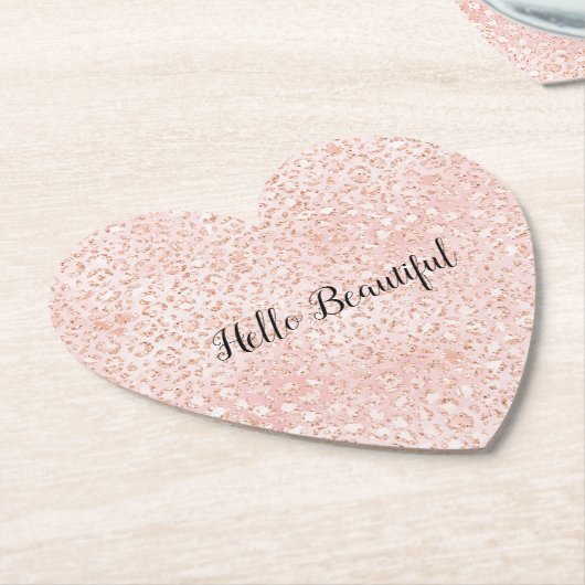 Blush Pink White Glitter Leopard Print Kartonnen Onderzetters (Gekanteld)