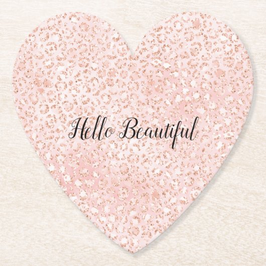 Blush Pink White Glitter Leopard Print Kartonnen Onderzetters (Voorkant)
