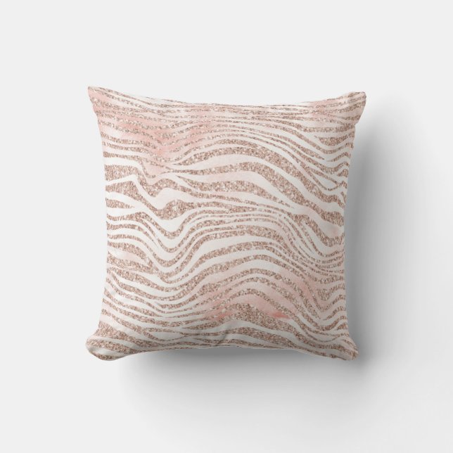 Blush Pink White Glitter Zebra Gold Confetti      Kussen (Voorkant)