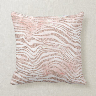 Blush Pink White Glitter Zebra Gold Confetti Kussen