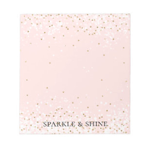 Blush Pink White Gold Confetti Glitz Sparkle Notitieblok