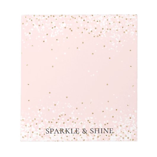 Blush Pink White Gold Confetti Glitz Sparkle Notitieblok (Voorkant)