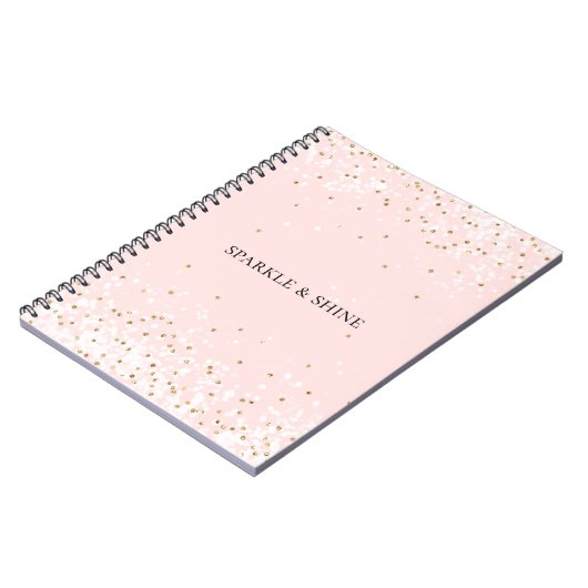 Blush Pink White Gold Confetti Glitz Sparkle Notitieboek (Linkerzijde)