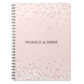 Blush Pink White Gold Confetti Glitz Sparkle Notitieboek (Voorkant)