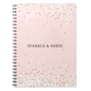 Blush Pink White Gold Confetti Glitz Sparkle Notitieboek