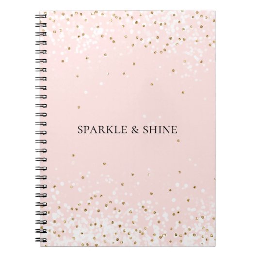 Blush Pink White Gold Confetti Glitz Sparkle Notitieboek (Voorkant)