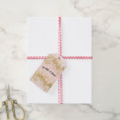 Blush Pink White Gold Confetti Sparkle Cadeaulabel (Met Touw)