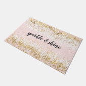 Blush Pink White Gold Confetti Sparkle Deurmat (Schuin)