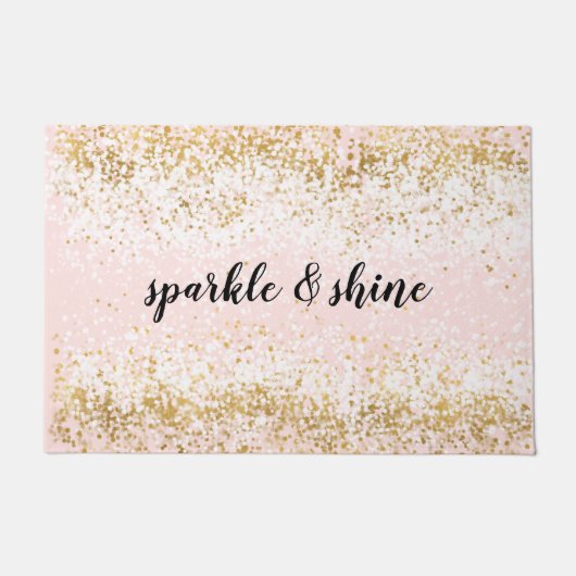 Blush Pink White Gold Confetti Sparkle Deurmat (Voorkant)