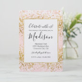 Blush Pink White Gold Confetti Sparkle Kaart (Staand voorkant)