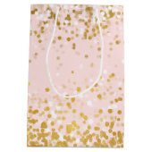 Blush Pink White Gold Confetti Sparkle Medium Cadeauzakje (Achterkant)