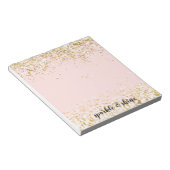 Blush Pink White Gold Confetti Sparkle Notitieblok (Schuin)