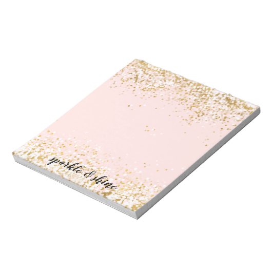 Blush Pink White Gold Confetti Sparkle Notitieblok (Linkerzijde)