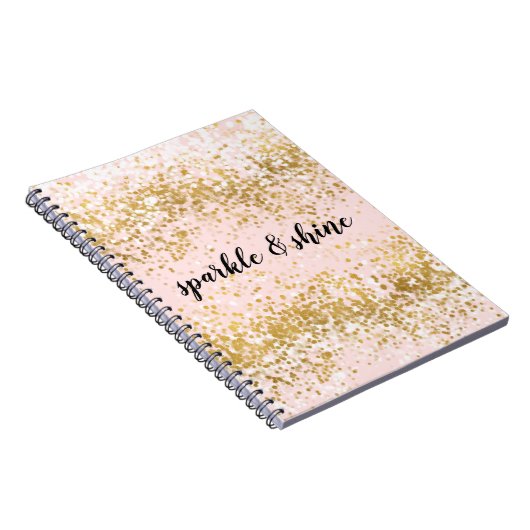 Blush Pink White Gold Confetti Sparkle Notitieboek (Rechterzijde)
