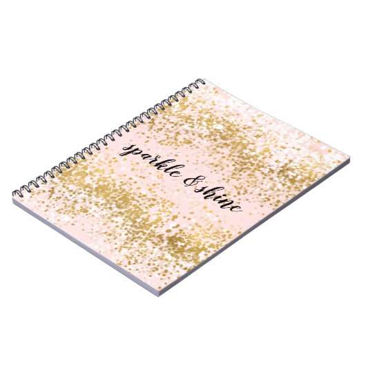 Blush Pink White Gold Confetti Sparkle Notitieboek (Linkerzijde)