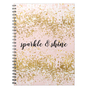 Blush Pink White Gold Confetti Sparkle Notitieboek