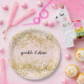 Blush Pink White Gold Confetti Sparkle Papieren Bordje (Feest)