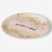 Blush Pink White Gold Confetti Sparkle Papieren Bordje (Gekanteld)