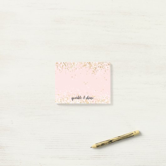 Blush Pink White Gold Confetti Sparkle Post-it® Notes (Op bureau)
