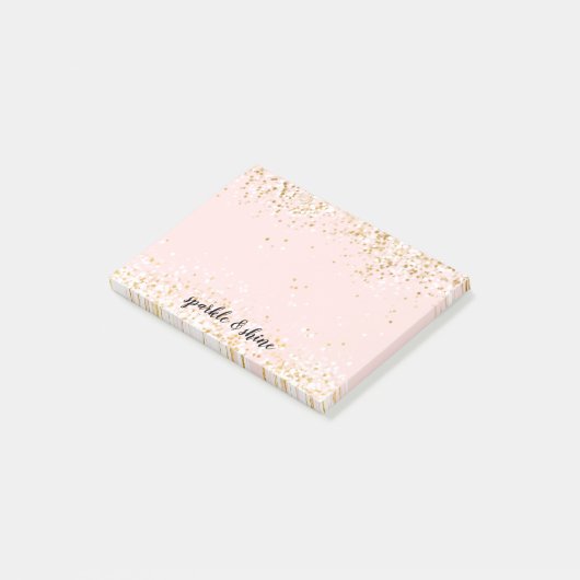 Blush Pink White Gold Confetti Sparkle Post-it® Notes (Schuin)