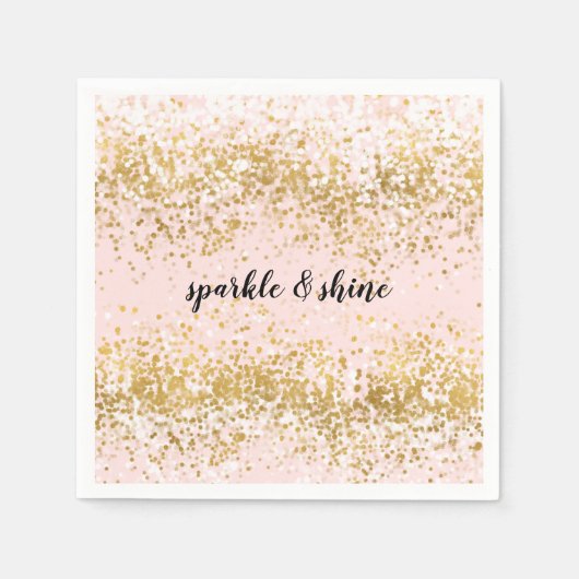 Blush Pink White Gold Confetti Sparkle Servet (Voorkant)