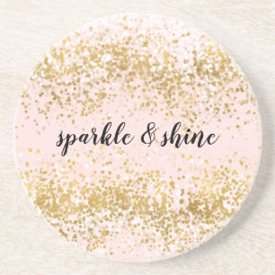 Blush Pink White Gold Confetti Sparkle Zandsteen Onderzetter