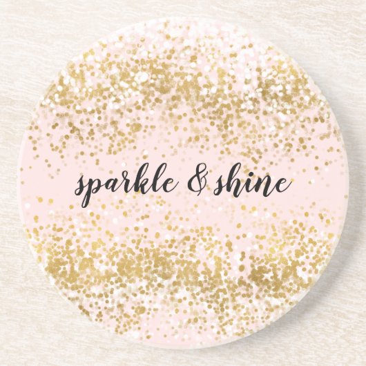 Blush Pink White Gold Confetti Sparkle Zandsteen Onderzetter (Voorkant)