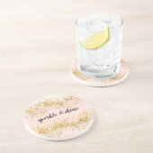 Blush Pink White Gold Confetti Sparkle Zandsteen Onderzetter (Zijkant)