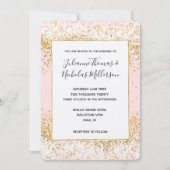 Blush Pink White Gold Confetti Wedding Invites Kaart (Voorkant)